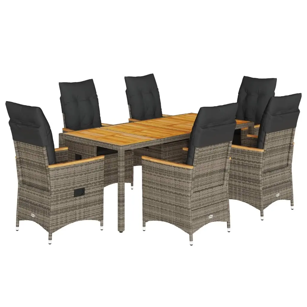 Garden Furniture Set 7 Piece Outdoor Dining Grey PE Rattan with Cushions