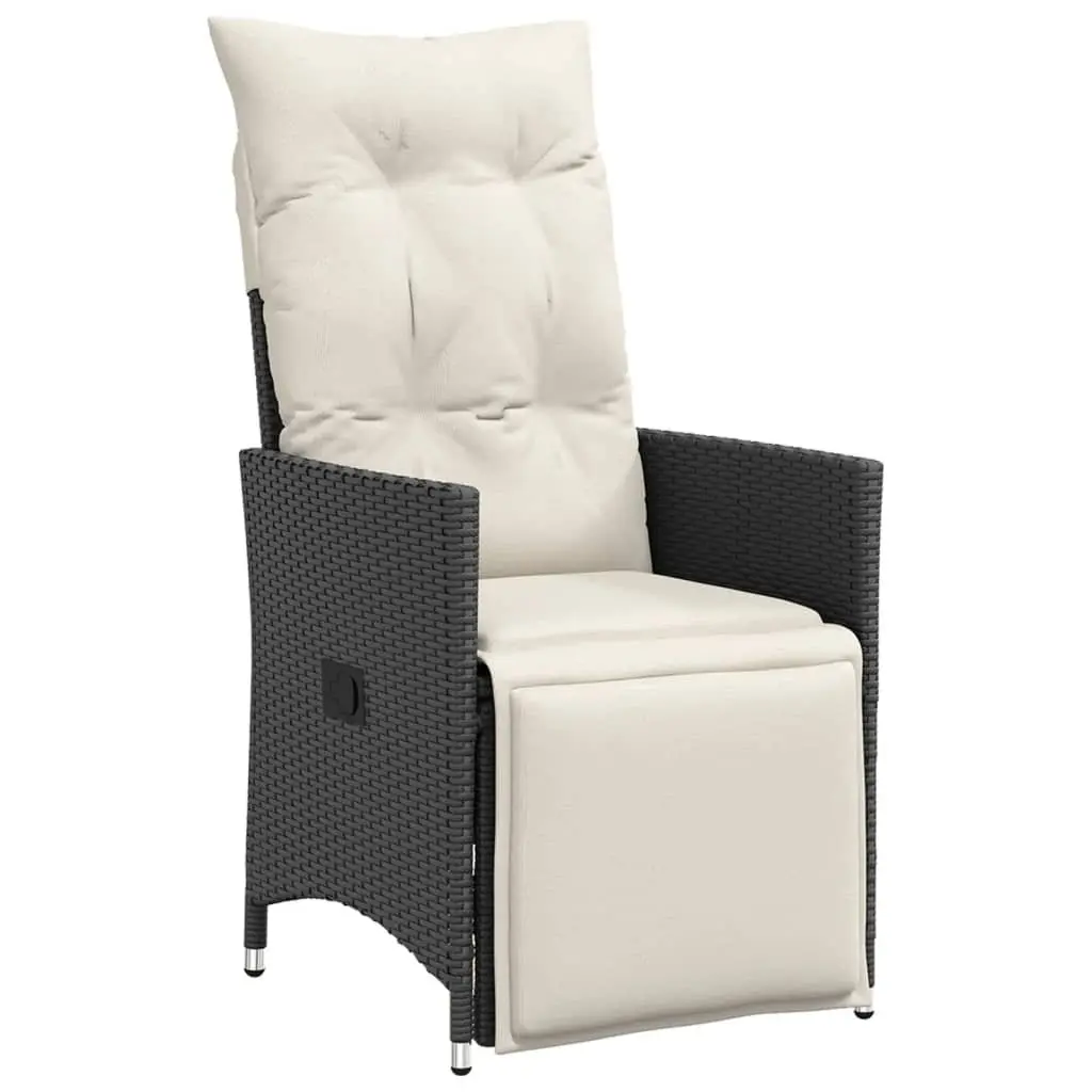 3 Piece Bistro Set Garden Furniture Outdoor Chair Table Cushions Black