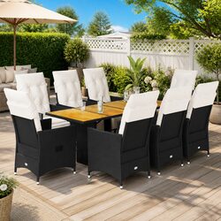 Garden Dining Set 9 Piece Outdoor Furniture Poly Rattan Patio Chairs Table