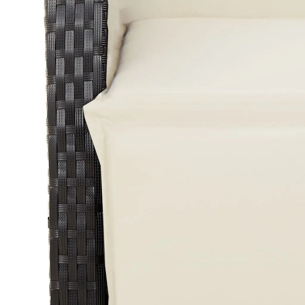 3 Piece Outdoor Bistro Set Black Poly Rattan Garden Furniture with Cushions
