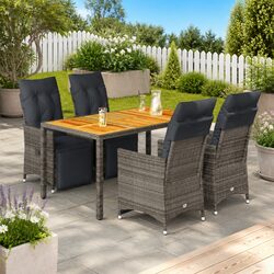 Comfortable 5 Piece Outdoor Bistro Set in Grey Poly Rattan