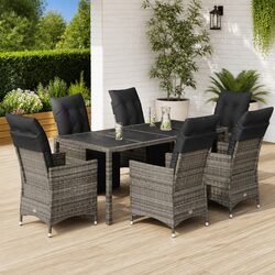Comfortable 7-Piece Outdoor Bistro Set with Grey Cushions