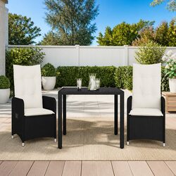 Reliable 3 Piece Black Bistro Set with Cushions