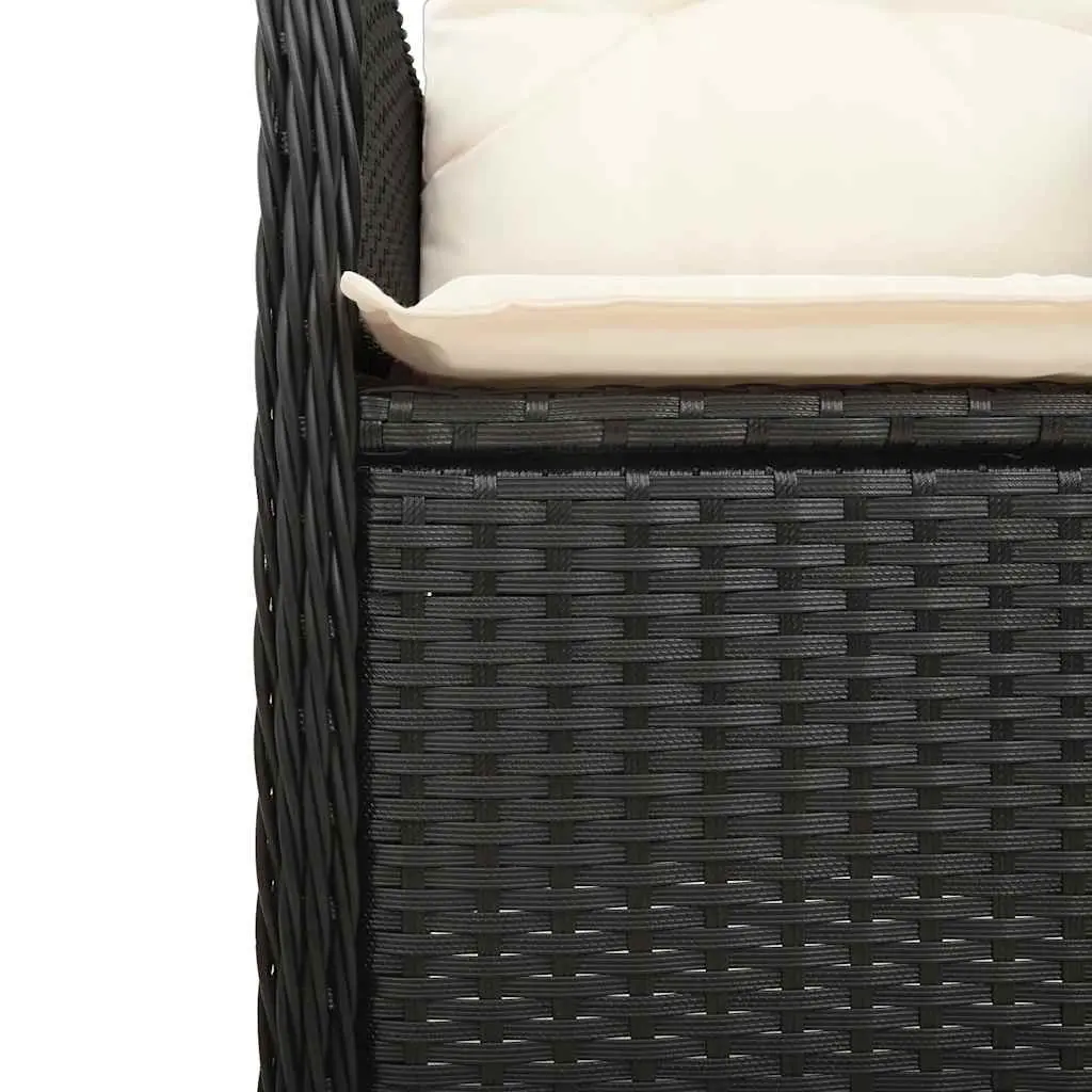 3 Piece Black Bistro Set with Cushions