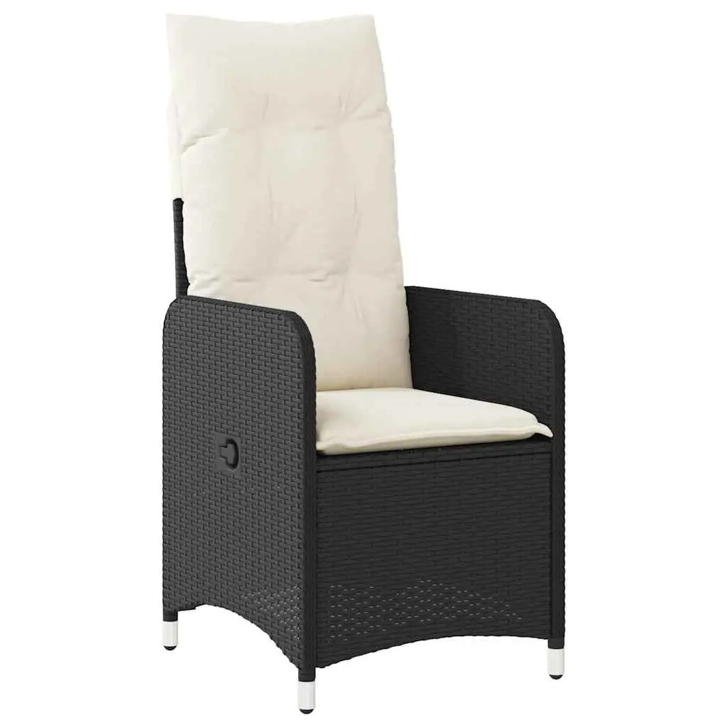 5 Piece Outdoor Bistro Set Garden Furniture Black Poly Rattan Table Chairs
