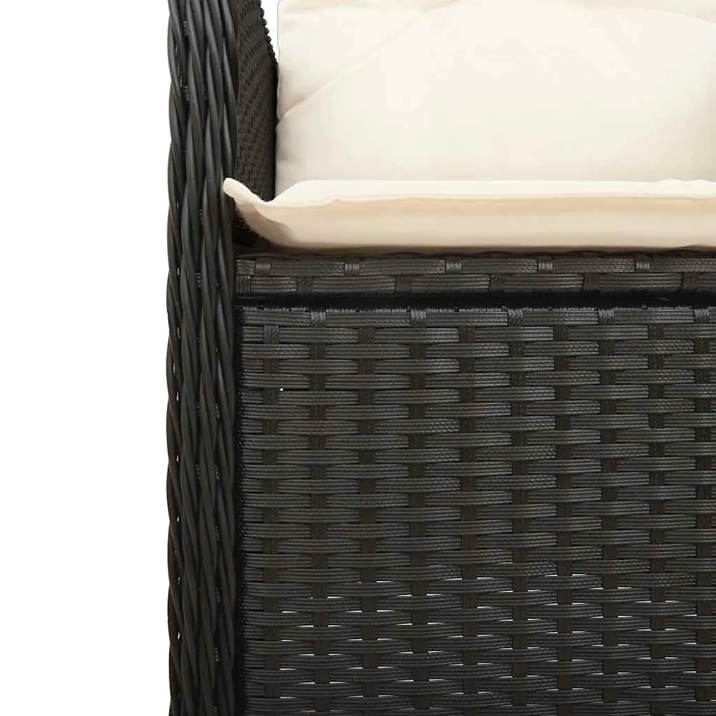 Garden Bistro Set 9 Piece Outdoor Furniture Black Poly Rattan with Cushions