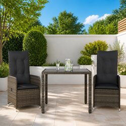 Comfortable and Practical 3-Piece Bistro Set - Grey