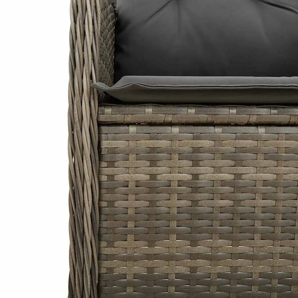 5 Piece Bistro Set Outdoor Furniture Grey Poly Rattan Cushions