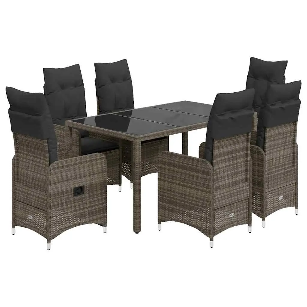 Bistro Set 5 Piece Outdoor Furniture Grey Poly Rattan Table Chairs