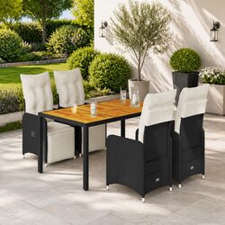 Value-Focused 5 Piece Black Bistro Set with Cushions