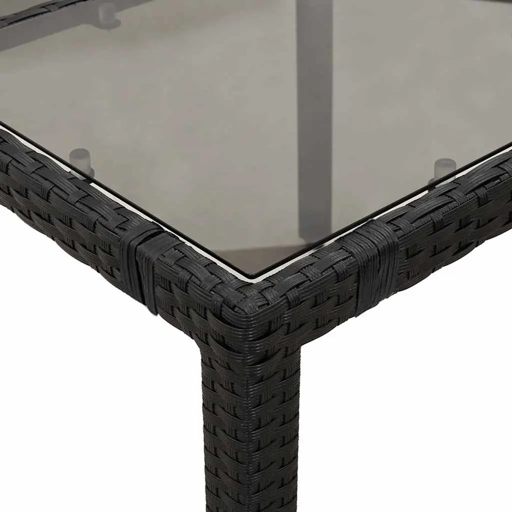 Garden Bistro Set 5 Piece Outdoor Furniture Black Poly Rattan with Cushions