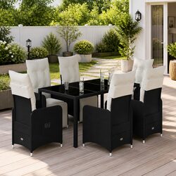 Quality 7 Piece Garden Bistro Set with Cushions