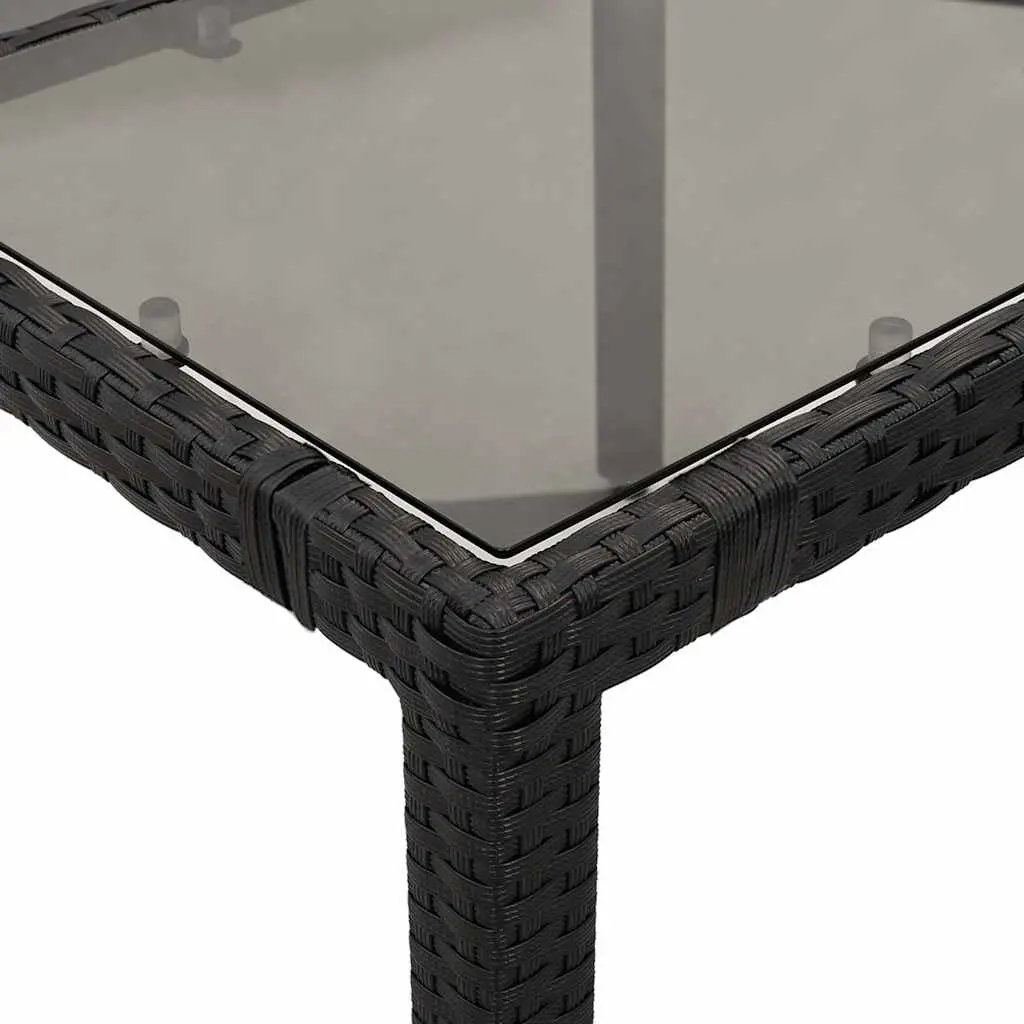 7 Piece Outdoor Bistro Set Garden Furniture Black Poly Rattan with Cushions