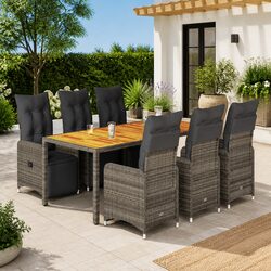 Comfortable 7-Piece Grey Bistro Set with Cushions for Outdoor Use