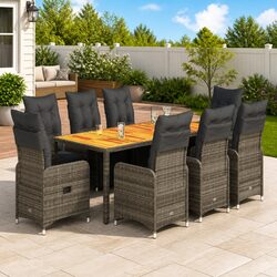 Comfortable 9-Piece Outdoor Bistro Set with Acacia Table