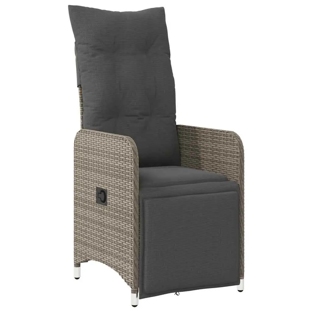 9 Piece Garden Bistro Set Outdoor Furniture Cushions Grey Poly Rattan