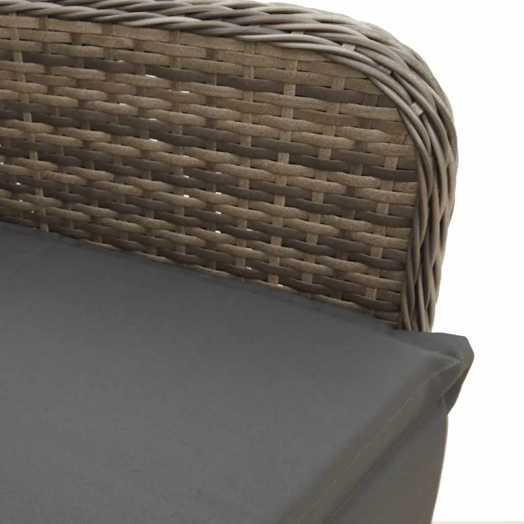 9 Piece Garden Bistro Set Outdoor Furniture Cushions Grey Poly Rattan