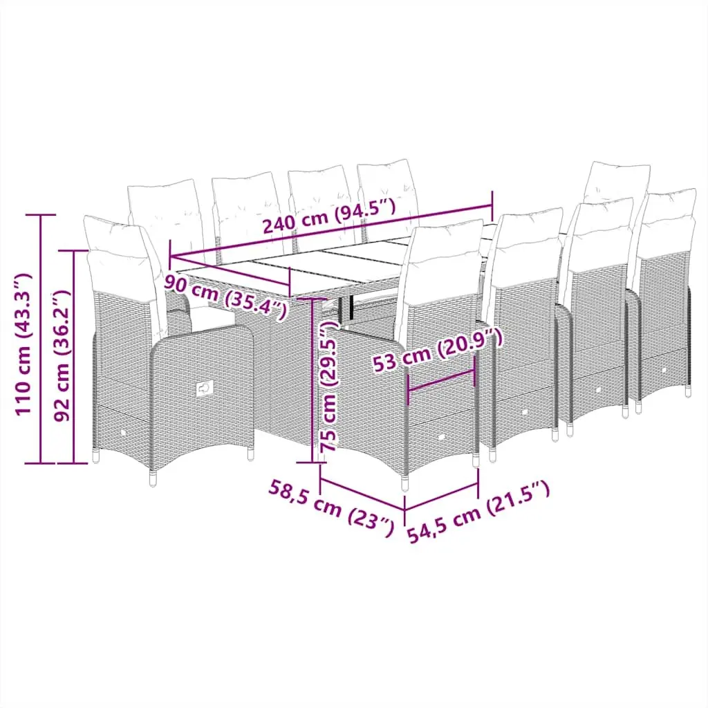 11-Piece Bistro Set in Black