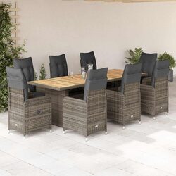 Comfortable 9 Piece Outdoor Bistro Set with Cushions