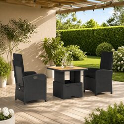 Affordable Comfort: 3 Piece Garden Dining Set with Cushions