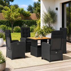 5-Piece Black Rattan Dining Set: Durable and Practical
