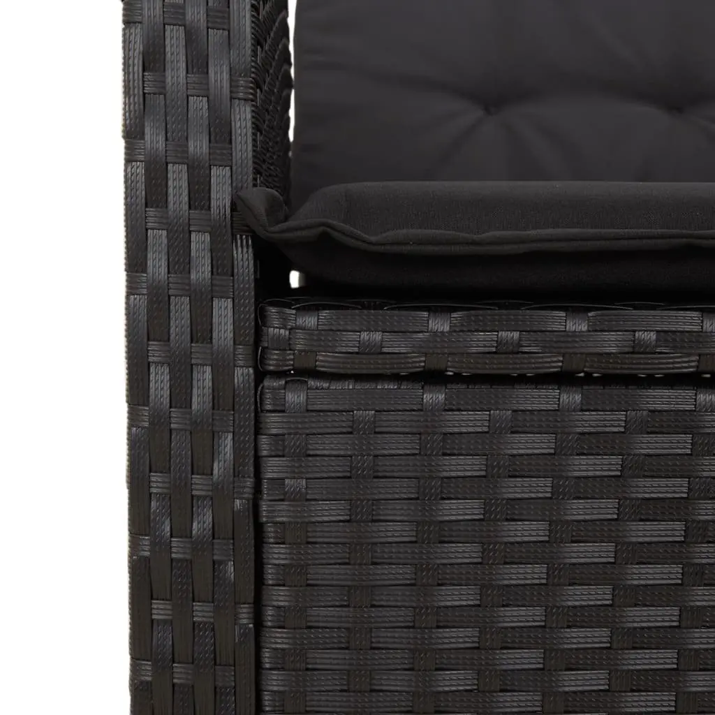 Garden Dining Set 4 Piece Outdoor Furniture Adjustable Table Cushions Black Poly Rattan