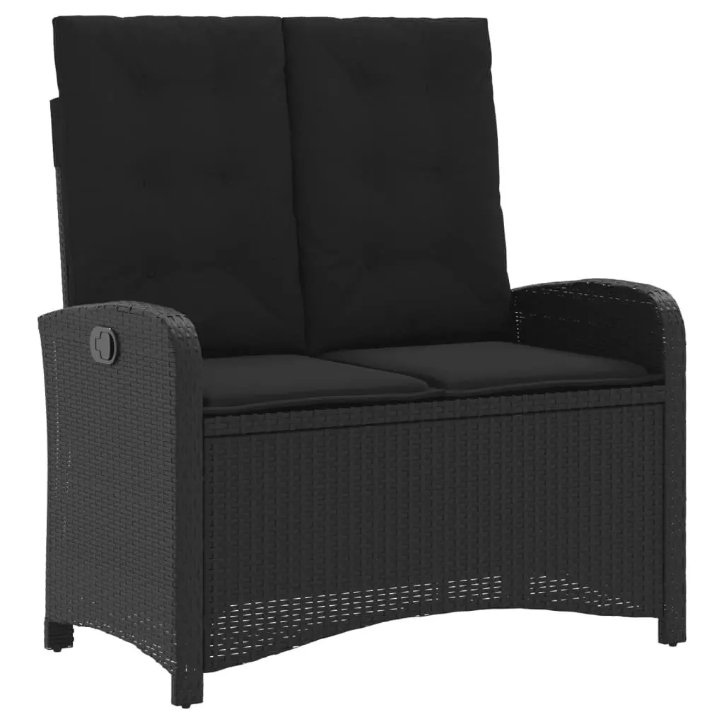 4 Piece Outdoor Garden Dining Set Black Poly Rattan Chairs Table Cushions