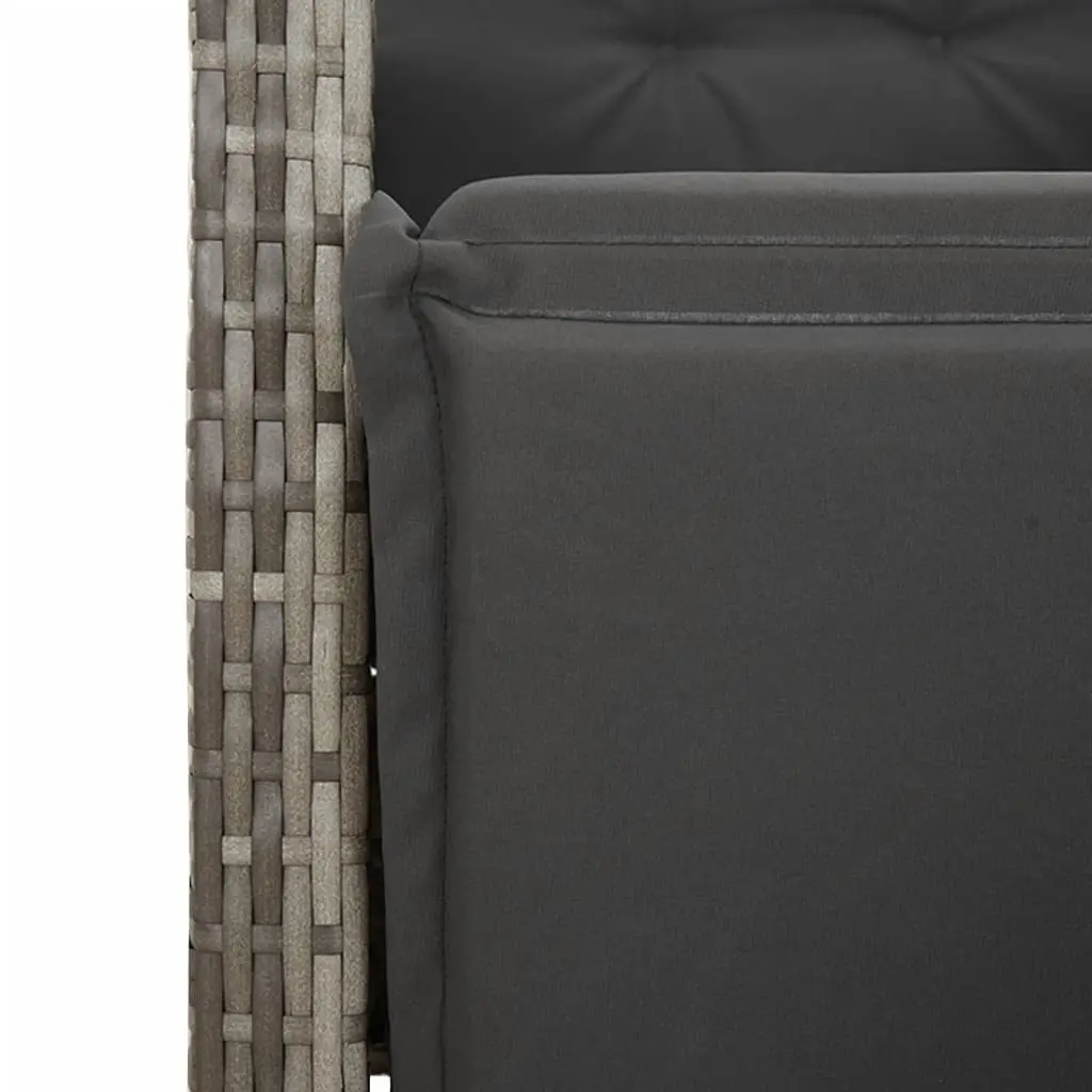 Outdoor Furniture Set 5 Piece Garden Dining Adjustable Cushions Grey Poly Rattan