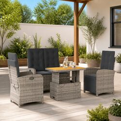 Comfortable and Durable 4 Piece Grey Rattan Dining Set