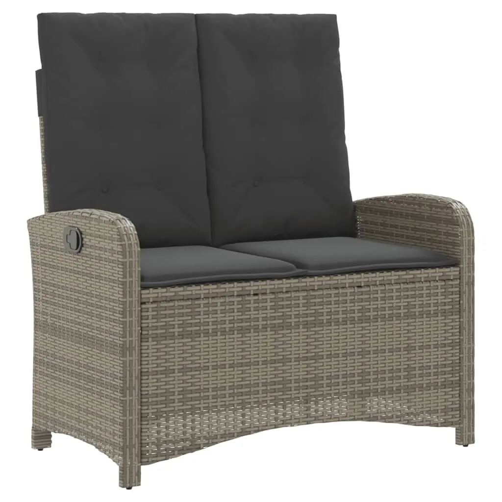 Garden Dining Set 4 Piece Outdoor Furniture Adjustable Backrest Lift-Top Table Grey Rattan