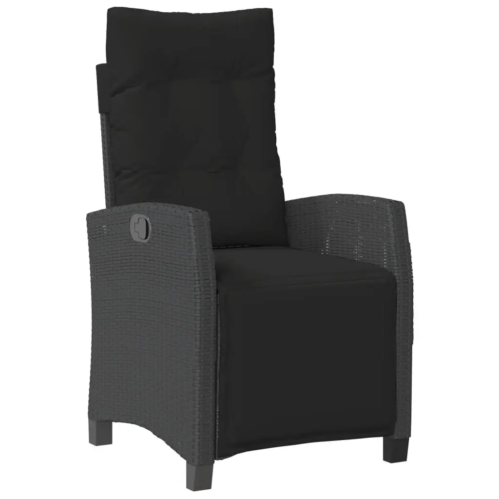 4 Piece Outdoor Dining Set Black Poly Rattan Garden Furniture with Cushions