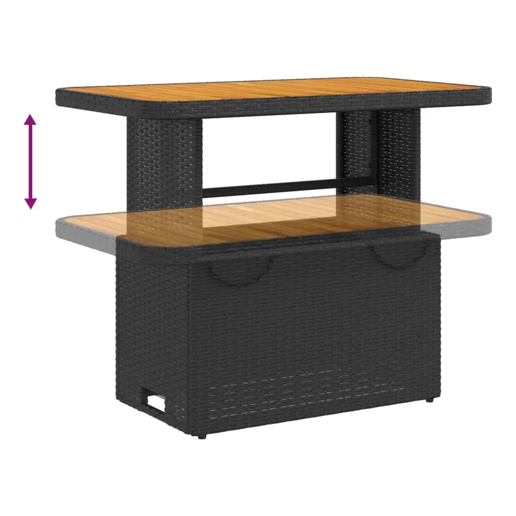Garden Dining Set 4 Piece Outdoor Furniture Adjustable Backrest Lift Top Table Black Poly Rattan