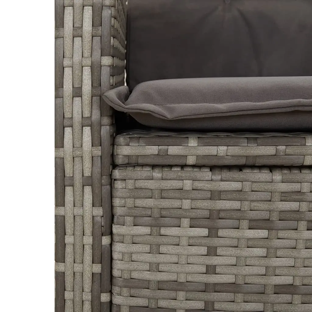 Garden Dining Set 3 Piece Outdoor Furniture Grey Poly Rattan with Cushions