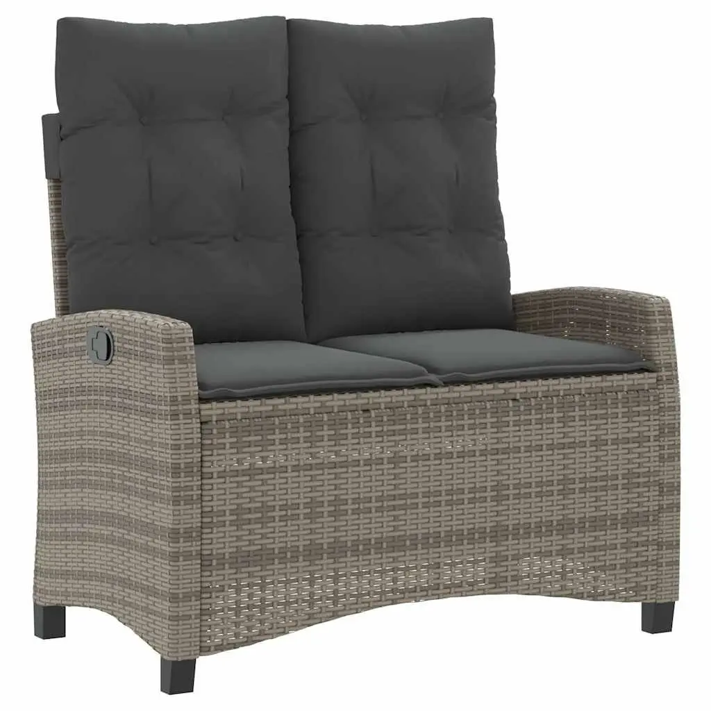 Garden Dining Set 2 Piece Outdoor Furniture Adjustable Backrest Grey Poly Rattan