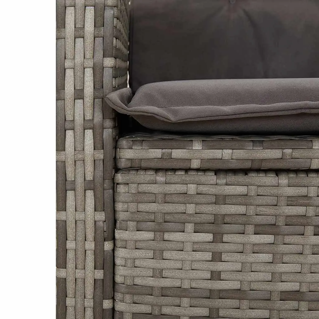 Garden Dining Set 2 Piece Outdoor Furniture Adjustable Backrest Grey Rattan