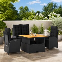 Reliable 4-Piece Black Garden Dining Set