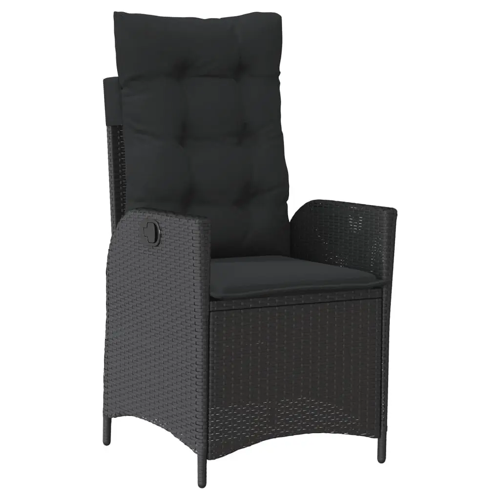 Garden Dining Set 4 Piece Outdoor Furniture Black PE Rattan with Cushions