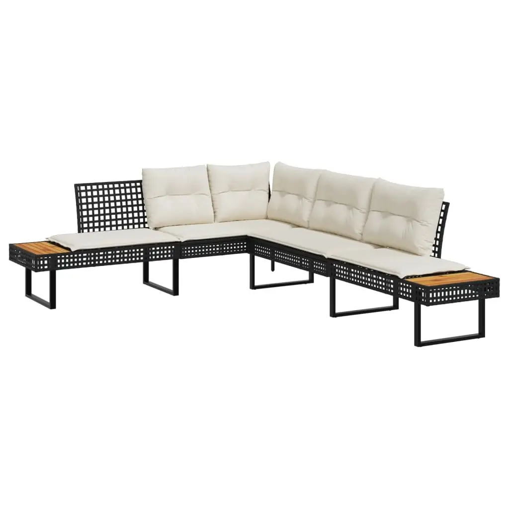 2 Piece Outdoor Garden Sofa Set Cushions Adjustable Glass Coffee Dining Black