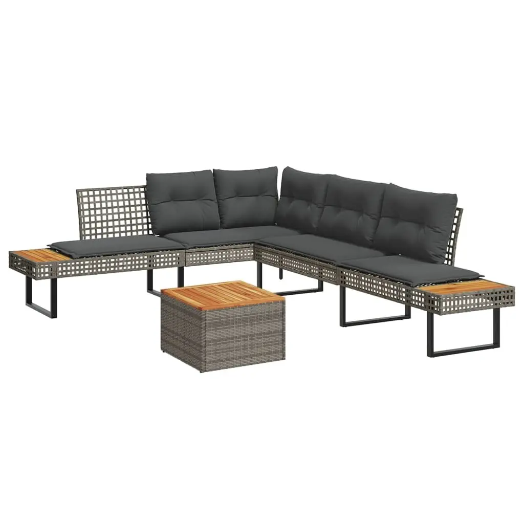 Garden Sofa Set 2 Piece Outdoor Furniture Grey Poly Rattan Cushions Patio