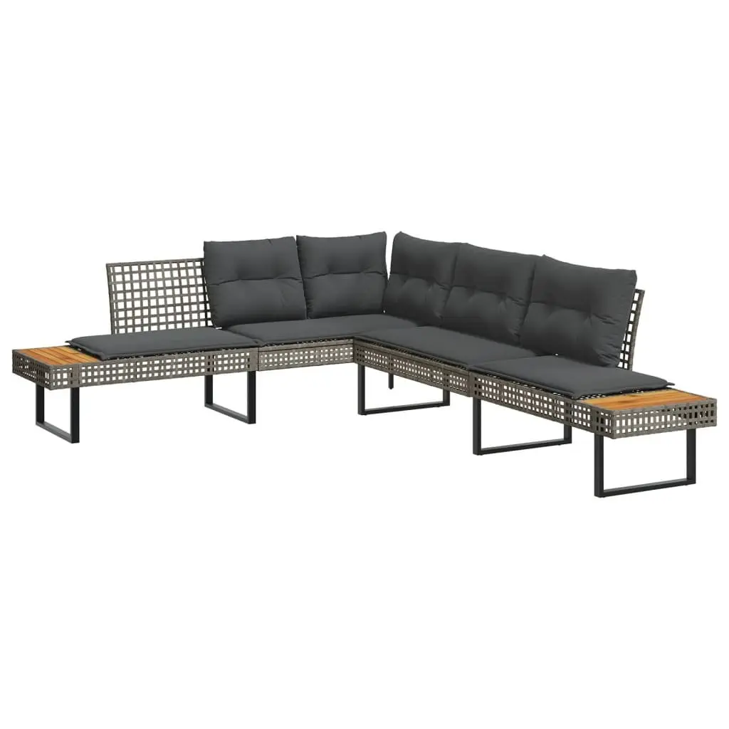 Garden Sofa Set 2 Piece Outdoor Furniture Grey Poly Rattan Cushions Patio