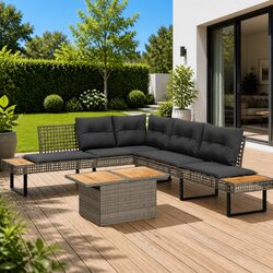 Comfortable 2-Piece Grey Garden Sofa Set with Cushions