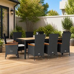 Practical 9 Piece Black Dining Set for Outdoor Relaxation
