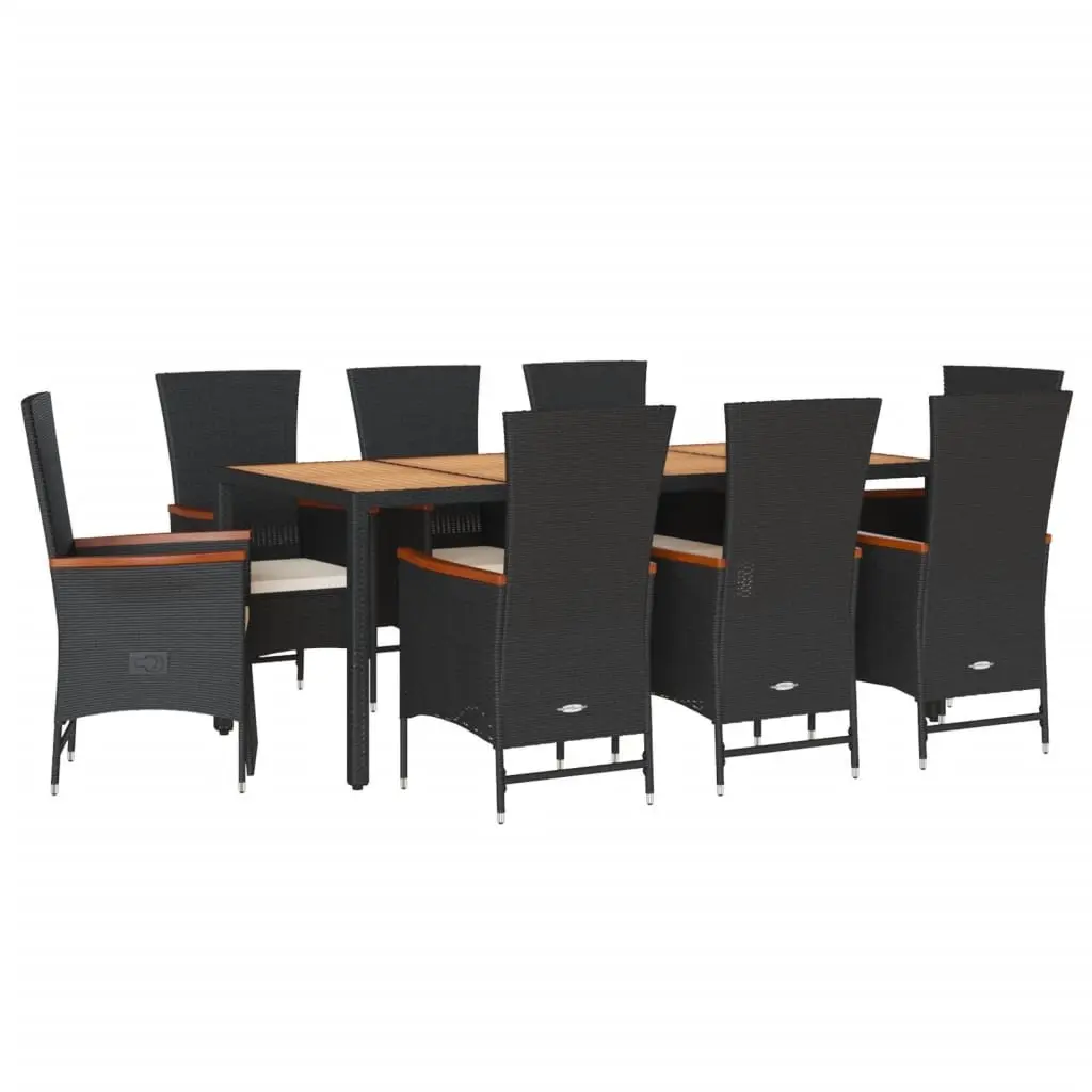 9 Piece Black Dining Set for Outdoor Relaxation