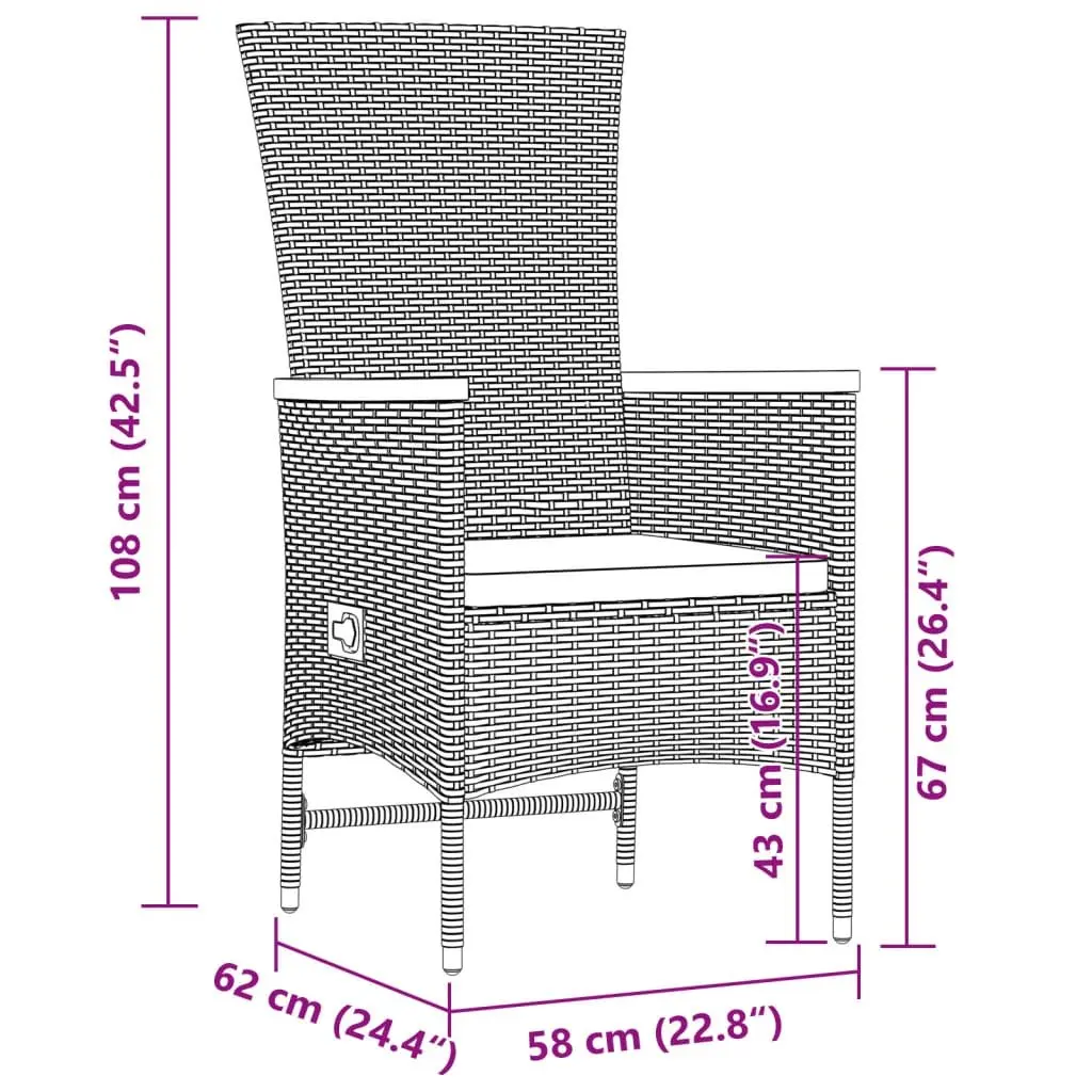 Garden Dining Set 11 Piece Outdoor Furniture Black Poly Rattan with Cushions
