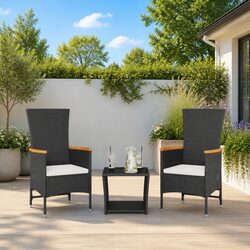 Comfortable 3 Piece Black Garden Dining Set