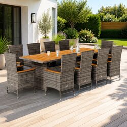 Comfortable 11-Piece Grey Dining Set for Outdoor Living