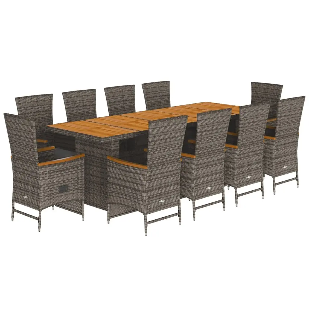 Garden Dining Set 11 Piece Outdoor Furniture Grey Poly Rattan Patio Chairs Table