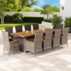 Reliable 11-Piece Grey Garden Dining Set with Comfort