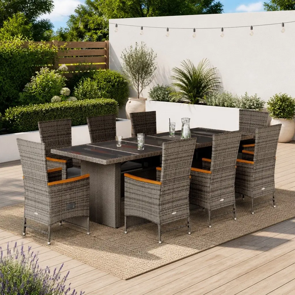 Grey 9-Piece Outdoor Dining Set