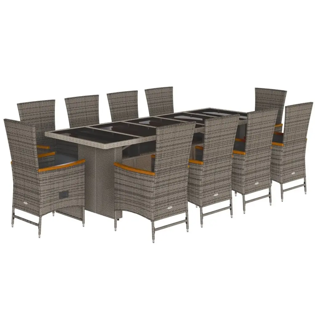 11 Piece Garden Dining Set Grey Outdoor Furniture Patio Table Chairs